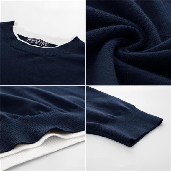 Mens Crewneck Dress Sweater Slim Fit Lightweight Wool Blend Knitted Sweaters - Picture 5 of 5